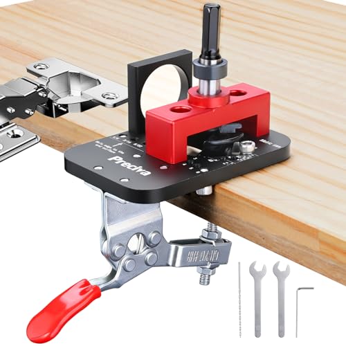 Preciva All-Metal Concealed Hinge Jig with No-Measure Depth Stop, 35mm Cabinet Hardware Jig | Integrated Dust Port & Quick Clamp, Zero-Dust Installation of Blum/Salice/Grass Hinges