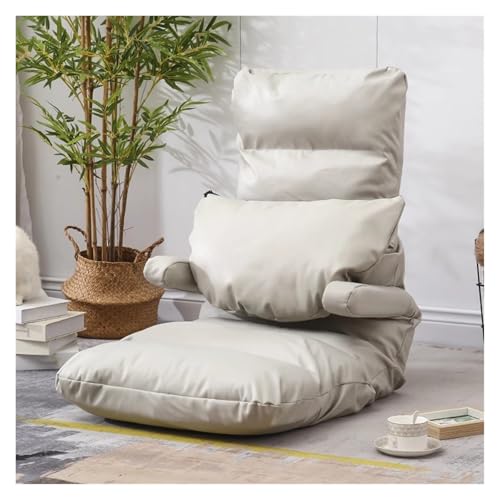 Fauteuil de sol réglable 5 positions rembourré couleur crème design - 2