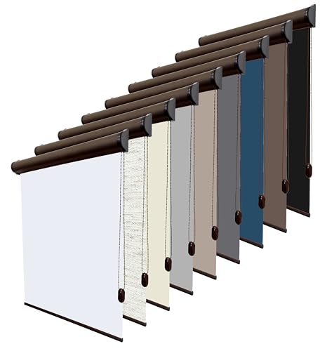 Thermo Rollo nach Maß Verdunklungsrollo Seitenzugrollo mit Kassette | Breite 35-170cm | Höhe 80-220cm | 9 Farben | Wandmontage | Für Türen und Fenster | Silberne Beschichtung | Profil Dunkelbraun Thermo Rollo nach Maß Verdunklungsrollo Seitenzugrollo mit Kassette | Breite 35-170cm | Höhe 80-220cm | 9 Farben | Wandmontage | Für Türen und Fenster | Silberne Beschichtung | Profil Dunkelbraun