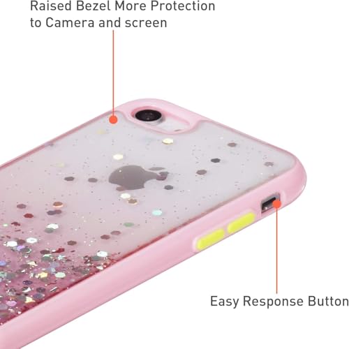 Image of VONZEE Case Compatible with iPhone 7 & iPhone 8 (4.7 inch), Non Moving Glitter Cover for Girls & Women Soft TPU Shockproof Anti Scratch Drop Protection Cover (Pink)