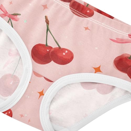 Wusikd Red Cherries Bows Pink Girls' Underwear Cotton Girls Briefs Soft Toddler Underwear 2T4