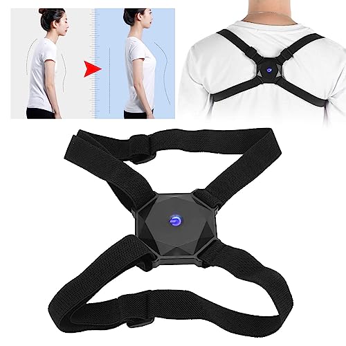 Posture Corrector, Adjustable Strap Posture Trainer with Smart Transducer Vibration Reminder Back Straightener Brace for Men and Women(Black)