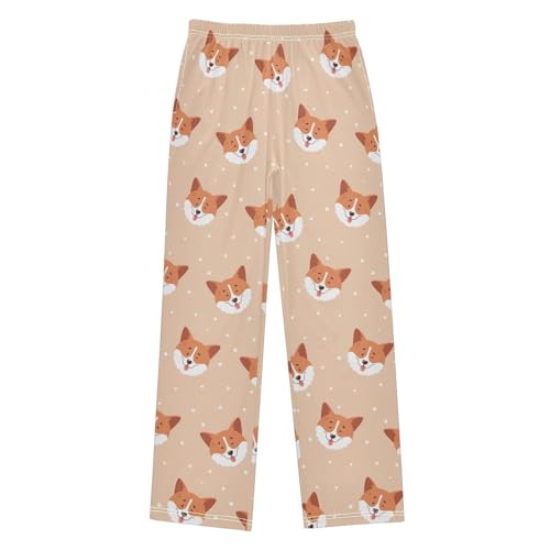 Boys' Pants Cute Dog Corgi Polka Dot Long Bottoms Jogger Pants Elastic Waist Trousers with Pockets S-XL