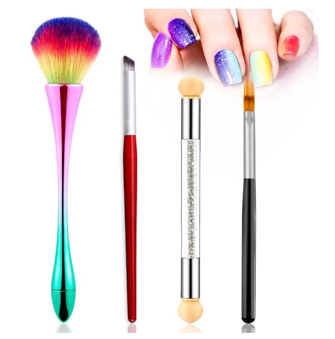 NPAH 4Pcs Nail Art Brushes Dust Brush For Acrylic Nails Ombre Nail Brush Nail Art Sponge Nail Design Brushes-image-22