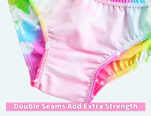 Image of Snowheart Girls Swimsuit Size 4t 5t Rainbow Leopard Two Pieces Long Sleeves Swimwear Set