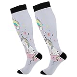 778 Chaussettes De Sport Petite Licorne Sirène Assise Nuage Rose Chaussettes De Bureau Colorées Chaussettes De Compression Décontractée Chaussette Hautes Pour Football Gym 40cm