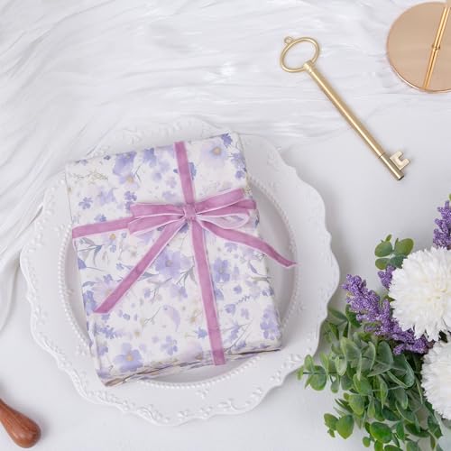Image of QIANF Vintage Lavender Velvet Ribbon, 3 /8 Inch X 25Yd