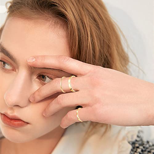 Honsny 14K Gold Rings Stacking Rings For Women Stackable Silver Rings For Teen Girls Thin Rose Gold Band Ring Set Simple Midi Thumb Finger Ring Size 4-11 #TOP1