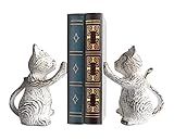 Cat Decorative Bookend - Heavy Duty Cast Iron Cat Bookend Support, Book Organizer Vintage Shelf Déco