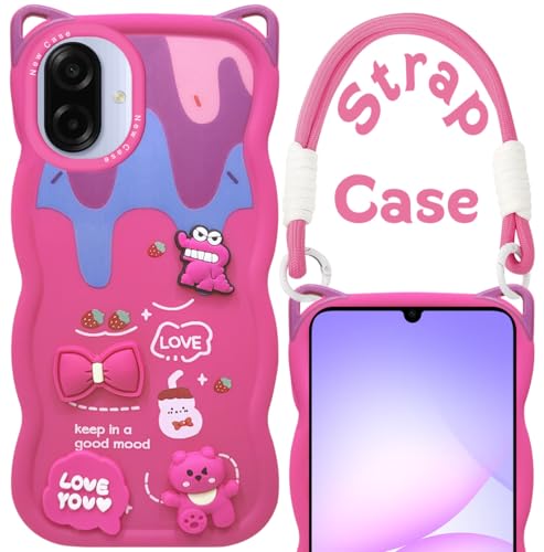 Image of Jkobi Strap Back Case Cover for Samsung Galaxy A07 5G | F70e 5G (3D Embossed Figures | Strap Holder | 360* Soft Cushion with Camera Bump)