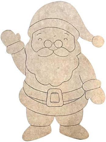 Wooden Christmas Santa Clause Blank Wood Shape, 12'' Unpainted Wall Craft, DIY Paintable Christmas Door Hanger