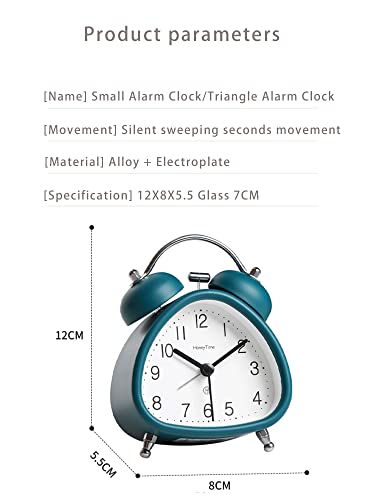 Hylign Small Alarm Clock,Loud Alarm Clock For Heavy Sleepers Adults,Vintage Room Decor Good For Bedroom, Bedside, Desk, Office, Kids And Families Analog Clock(Triangle Alarm Clock) (Dark Green) #TOP4