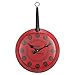 Produktbild CN&Q Personality Wanduhr Kreative Bratpfanne Uhr Retro- stilvolle stille dekorative Uhr für Küche, Wohnzimmer Restaurant Esszimmer Kinderzimmer,Rot