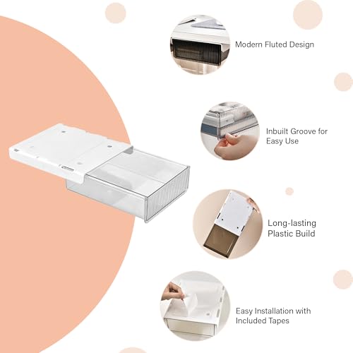 Image of oddpod Reed Under The Table Hidden Stationerydrawer /Acrylic Desk Organiser For Home&Office-White(Small)