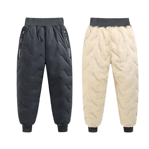 BILIKEYU Boys Girls Winter Outdoor Sweatpants High Waist Thicken Fuzzy Lined Warm Snow Pant Lightweight Ski3