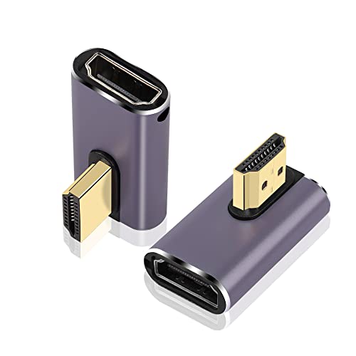 PNGKNYOCN 8K HDMI 90 Degree Adapter,2 Pack Right Angle HDMI 2.1 Male to Female Converter Support 8K@60Hz/4K@120Hz HDR