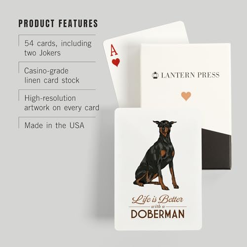 Lantern Press Doberman, 52 naipes tamaño póker miniatura 3