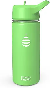 Clearly Filtered Water Bottle | Removes 220+ Contaminants, Double-Wall Insulated Stainless Steel, BPA/BPS Free, Phthalate Free, Filters Flouride Lead Chlorine (16oz, Lily Pad)