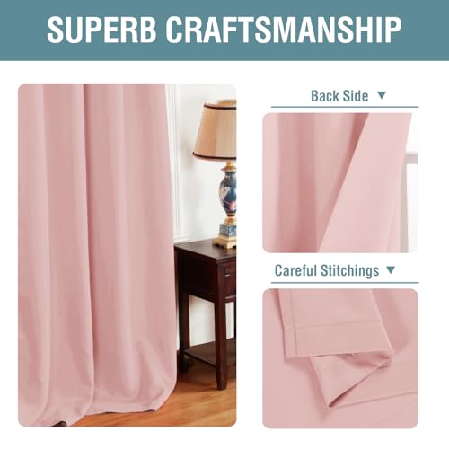 Image of H.VERSAILTEX Blackout Curtain for Living Room Thermal Insulated Window Treatment Curtain Extra Long 96 inch Length Energy Saving Grommet Top Blackout Drape, One Panel, Baby Pink, 52 inch W x 96 inch L