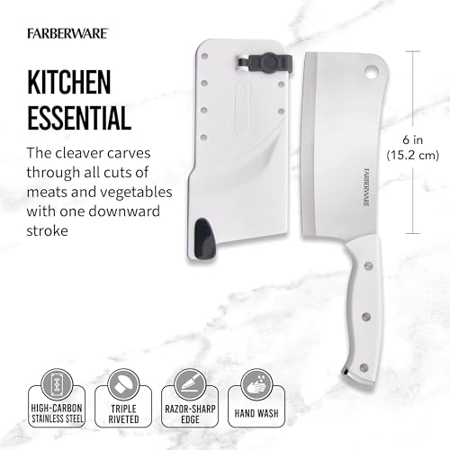 Farberware EdgeKeeper 6" Cleaver - Built-In Sharpener (White) - image 2