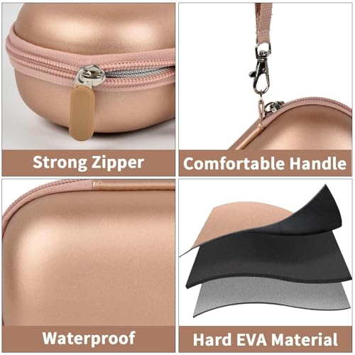 Image of Portable 2 in 1 Contact Lens Case and Glasses Case, Traveling Contact Cases Bag Box Holder with Soak Storage Kit Included Built-in Mirror, Tweezer, Contact Lens Solution Bottle and Hand Strap-Gold | Hard PU Exterior Bag with Soak Storage Kit Included Built-in Mirror Tweezer Contact Lens Solution Bottle-Gold(No Glasses)