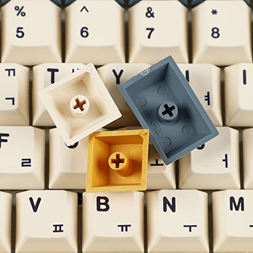 Image of 145 Apricot Yellow Korean Dye-Sub Mac Keycaps Thick PBT Cherry Profile Key caps for TKL 61 64 68 75 87 96 104 108 GMMK MX Mechanical Keyboard
