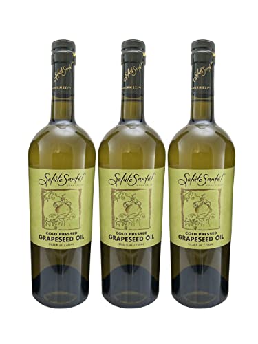 Image of Salute Sante! Cold Pressed Grapeseed Oil - 750ml, 3 Pack - Healthy Non-GMO Cooking Oil for High Heat, Frying, Baking, Dressings & Marinades - Vegan, Kosher, Heart-Healthy, Gourmet Culinary Essential