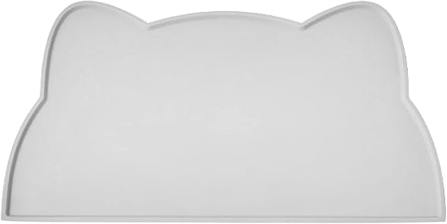 septillar Cat Food Mat, Silicone Pet Feeding Mat Non Slip Dog Bowl Mat Waterproof Tray Cushion (Light Grey)