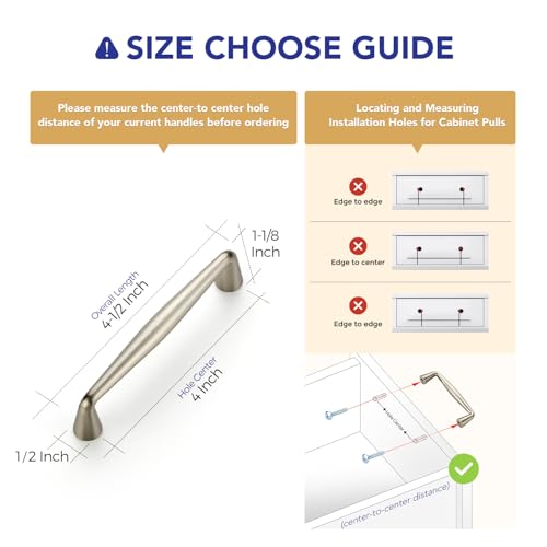 Image of Ravinte 5 Pack 4 Inch Brushed Nickel Kitchen Cabinet Handles Solid Zinc Alloy Cabinet Pulls Cupboard Hardware Drawer Handles
