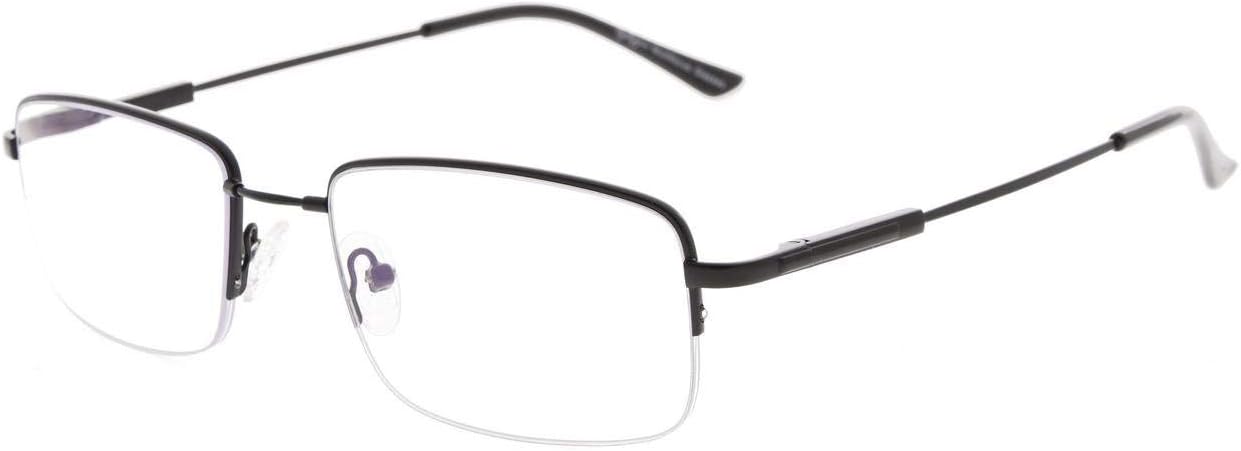 Eyekepper Half-Rim Progressive Readers 3 Levels Vision Multifocus Glasses Anti UV Reading Glasses Men Bendable Memory Frame (Black, 1.00)
