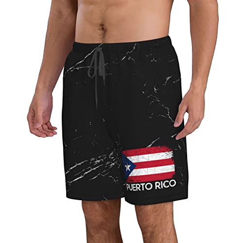 Puerto Rican Flag Vintage Puerto Rico Gift Mens Swim Trunks Quick Dry Swim Shorts Beach Shorts with Pockets Swimsuit2