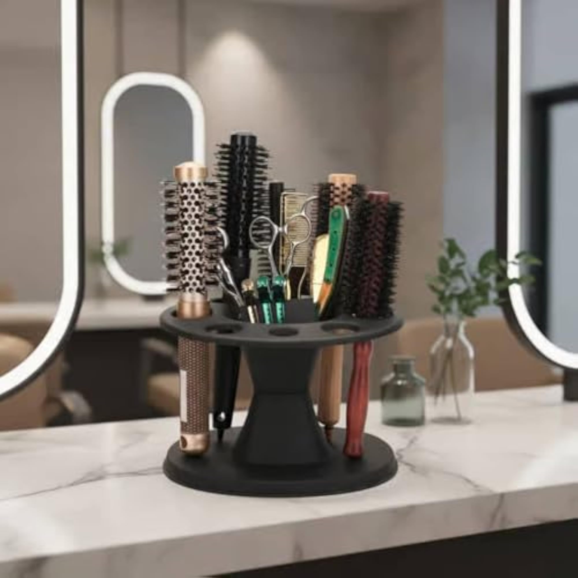 Circular Slots Salon Hair Tool Rack Pedestal Style