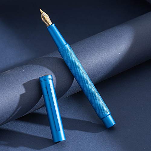 Image of Asvine Blue Forest Fountain Pen Extra Fine Nib, Classic Design with Converter and Metal Pen Case, The Light of Hope Serise