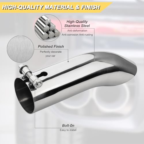 Image of Vurkcy 2.25 inch Inlet Curved Exhaust Tip, 2.25 inch Outlet 9 inch Overall Length