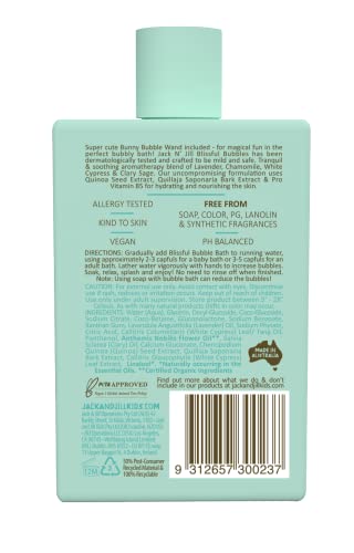 Image of Jack N' Jill Natural Bathtime Blissful Bubbles with Bubble Wand - Bubble Bath for Kids, Dermatologically Tested, Cruelty Free, Kids Bubble Bath Sensitive Skin, Vegan - 300 mL (Pack of 1)