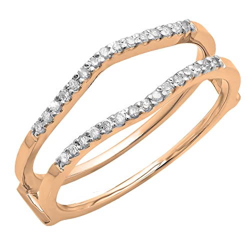 Dazzlingrock Collection 0.18 Cttw Round White Diamond Wedding Enhancer Guard Ring for Women in 14K Solid Rose Gold