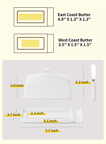image for Butter Dish with Lid and Knife Spreader Set - Perfect for East and Wes