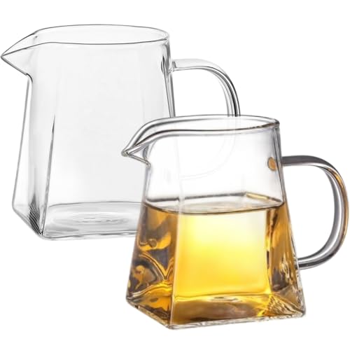 Bollitore in vetro da 2 pezzi teiera in vetro trasparente spesso da 350 ml resistente al calore per fornello con manico senza piombo adatto a microonde e lavastoviglie.