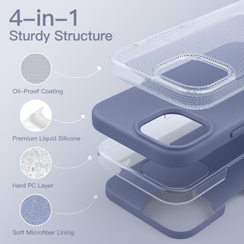 Image of JETech Silicone Cover Case for iPhone 15 6.1-Inch, Silky-Soft Touch Full-Body Protective Phone Case, Shockproof Cover (Winter Blue)