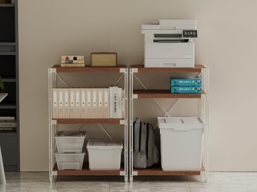 Image of 3-Tier Industrial Bookshelf, Wood and Metal Shelf Unit, Storage Bookcase