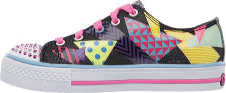 Skechers Girls' Twinkle Toes Shuffles Geo Bliss,Black/Multi,US 3 M3