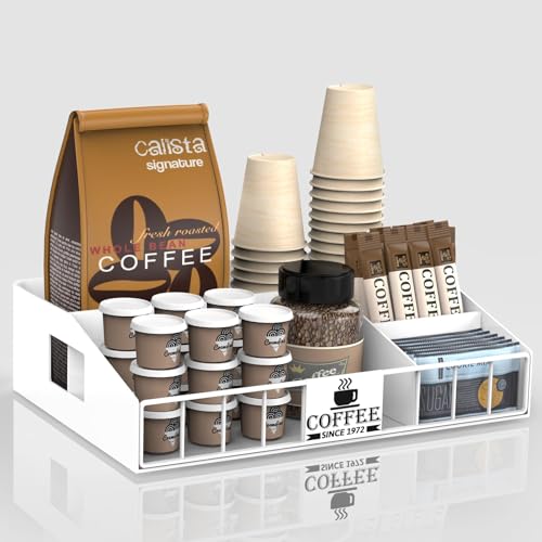 LWSFF Metal Coffee Station Organizer for Countertop - Coffee Bar Organizer with...