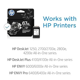 Original HP 67XL Black High-Yield Ink Cartridge | Works with HP DeskJet 1255, 2700, 4100 Series, HP Envy 6000, 6400 Series | Eligible for Instant Ink | 3YM57AN