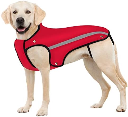 SlowTon Dog Winter Jacket, Detachable Flannel lining Dog Coat Adjustable Neck and Chest Size Pet Vest with Reflective Stripe Waterproof Windproof Snowsuit Keep Warm for Small Medium Large Dogs