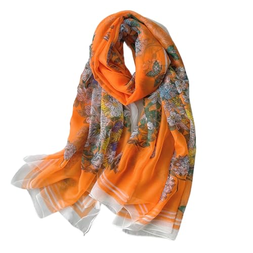 Image of Scarf Stole for Women - 185 x 135 cm Chiffon Scarf with Floral Print | Lightweight Scarf, Soft Stole for Women | Satin Feel Neck Scarf | Women Accessory