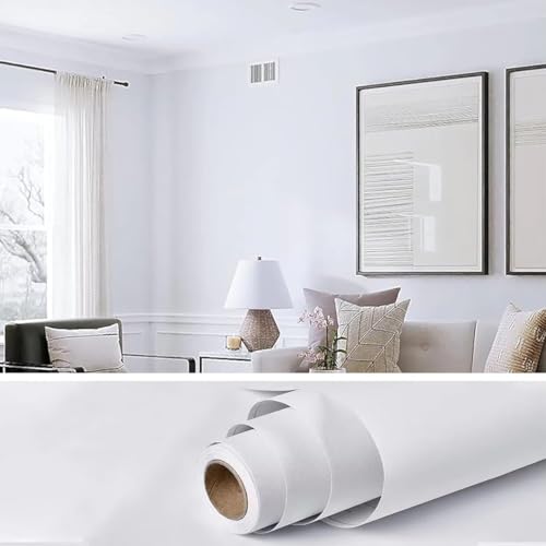 Papel de Parede Branco Liso Fosco Autocolante 5 Metros