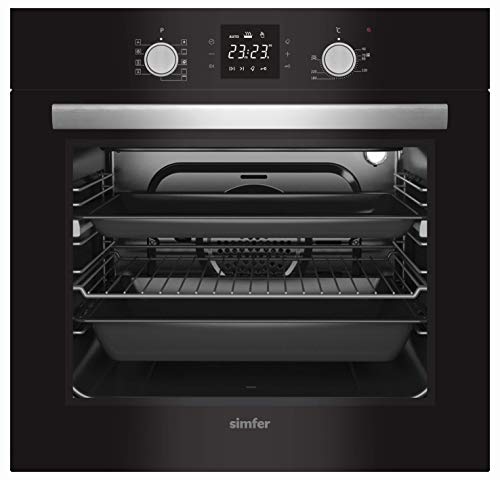 SMF-BO 6813 Einbau-Backofen schwarz | 60 L | 9 Funktionen | Digitaler Timer | Versenkbare Drehknöpfe | Teleskopschiene | 2-fach Verglasung |