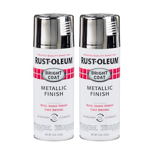 Image of Rust-Oleum 7718830 Stops Rust Bright Coat Metallic Spray Paint, 11 Oz, Chrome, 2 Pack