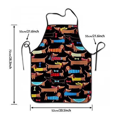 Giwawa Cute Dachshund Dogs Apron Funny Puppy Pattern Apron For Men Women Dog Lover Lovely Pet Print Aprons For Kitchen Cooking Baking Gardening Grilling Bbq Waterproof #TOP1