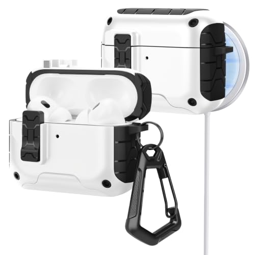 Image of HITZEE for AirPods Pro 2 /1 Case, Compatible with AirPods Pro 2(2022) /Pro 1(2019) Case, Magnetic Automatic Lock with Phone Stand, Compatible with MagSafe Cover, Black /White
